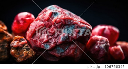 Photo of the mineral stone rhodolite close-up, macro. Generative AI 106766343