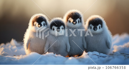Cute and funny penguins winter, Animal world. Generative AI 106766358