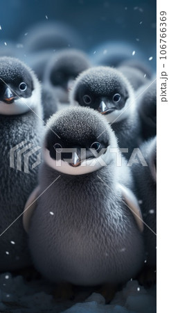 Cute and funny penguins winter, Animal world. Generative AI 106766369