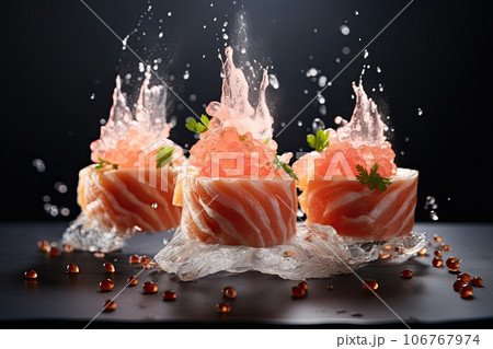 stack of sushi rolls 106767974
