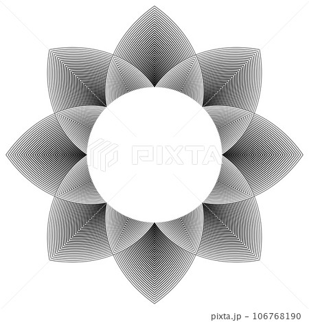 Abstract Decorative Geometric Halftone Radial Pattern in Flower Shape. Vector Art. Abstract Decorative Geometric Halftone Radial Pattern in Flower Shape. Vector Art. 106768190