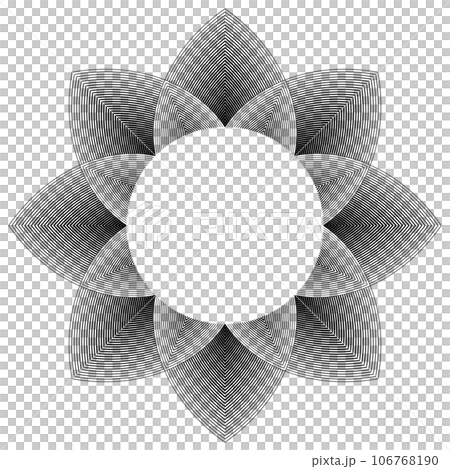 Abstract Decorative Geometric Halftone Radial Pattern in Flower Shape. Vector Art. 106768190