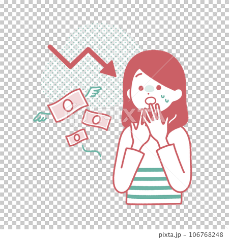 Vector color illustration material of a woman suffering from lack of money Vector color illustration material of a woman suffering from lack of money 106768248
