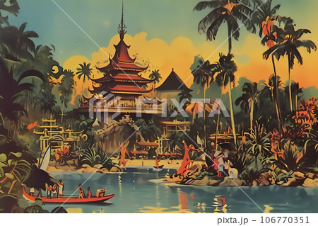 retro vintage postcard from sunny indonesia ai generated art 106770351