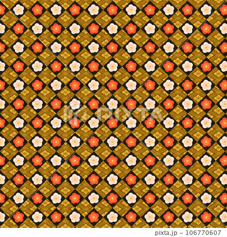 斜梅花棋盤紋/深棕金色-插圖素材[106770607] - PIXTA圖庫