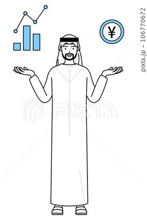 DXのイメージ、業績と売上の向上を案内するイスラムの男性 106770672