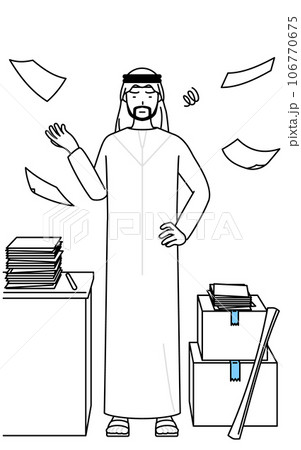 片付かない業務にうんざりするイスラムの男性 片付かない業務にうんざりするイスラムの男性 106770675