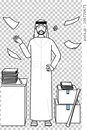 片付かない業務にうんざりするイスラムの男性 片付かない業務にうんざりするイスラムの男性 106770675