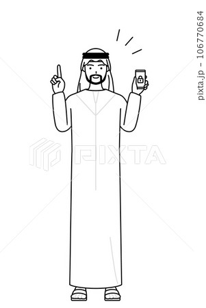 スマホのセキュリティ対策をするイスラムの男性 106770684