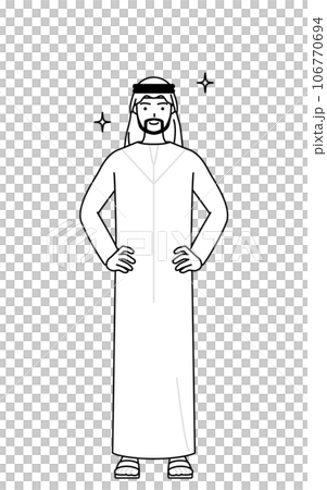 雙手放在臀部的伊斯蘭男子 106770694