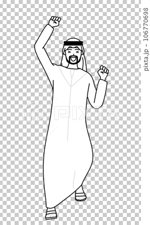 伊斯蘭男子微笑著跳躍 106770698