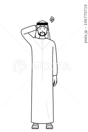困って頭をかくイスラムの男性 106770719