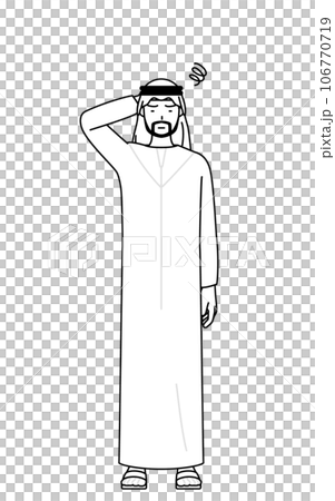 穆斯林男子在麻煩中撓頭 106770719