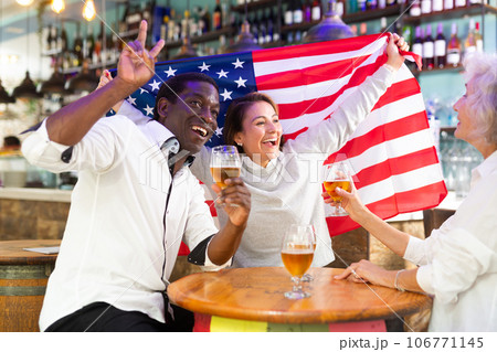 Happy diverse group celebrating the United States of America 106771145