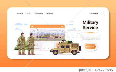 army soldiers in camouflage helmet and life vest standing together military service happy labor day celebration concept 106771345