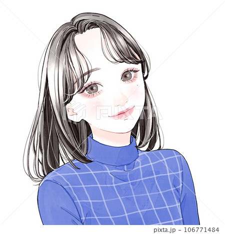 女性の肖像 イラスト A4サイズ 微笑む女性のイラスト素材 [106771484] - PIXTA