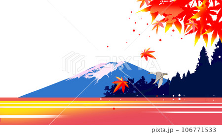 渡鳥が飛んでゆく紅葉の秋の風景 渡鳥が飛んでゆく紅葉の秋の風景 106771533