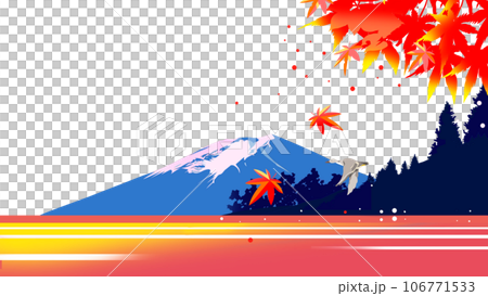 渡鳥が飛んでゆく紅葉の秋の風景 渡鳥が飛んでゆく紅葉の秋の風景 106771533