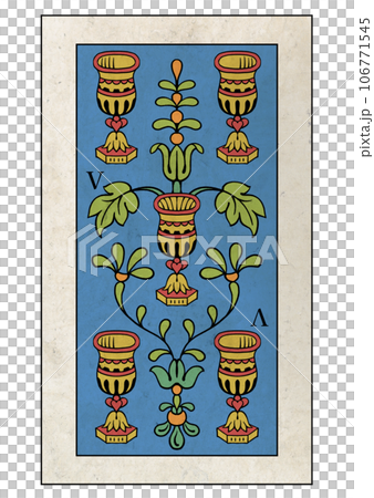 馬賽塔羅牌小阿卡納聖杯五 馬賽塔羅牌小阿卡納聖杯五 106771545