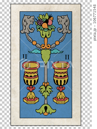 Marseille Edition Tarot Minor Arcana Two of Cups 106771548