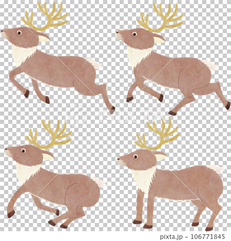 Easy and cute illustration set of running reindeer Christmas image Easy and cute illustration set of running reindeer Christmas image 106771845