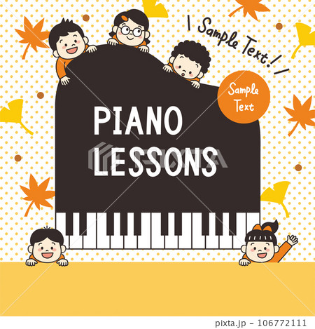 ピアノ　教室　子ども　イラスト　バナー　正方形　秋 106772111