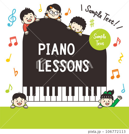 ピアノ 教室 子ども イラスト バナー 正方形 音符 ピアノ 教室 子ども イラスト バナー 正方形 音符 106772113