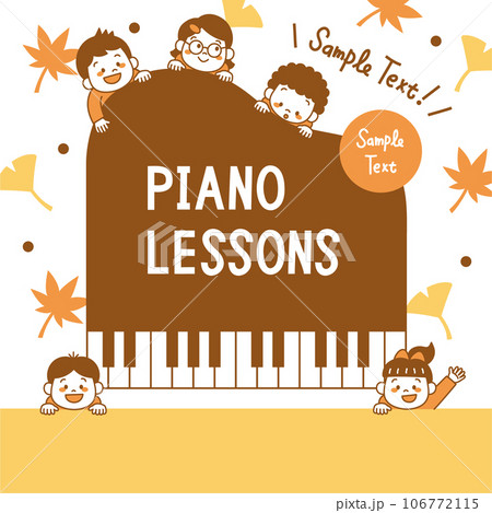 ピアノ　教室　子ども　イラスト　バナー　正方形　秋 106772115
