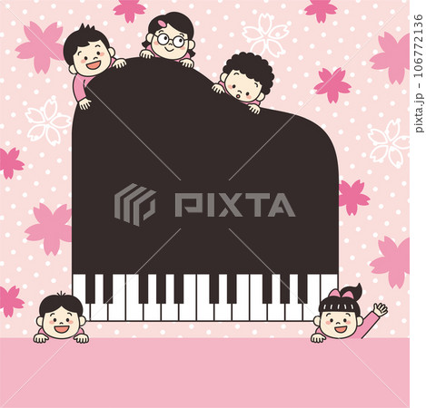 ピアノ　教室　子ども　イラスト　バナー　背景　正方形　春 106772136
