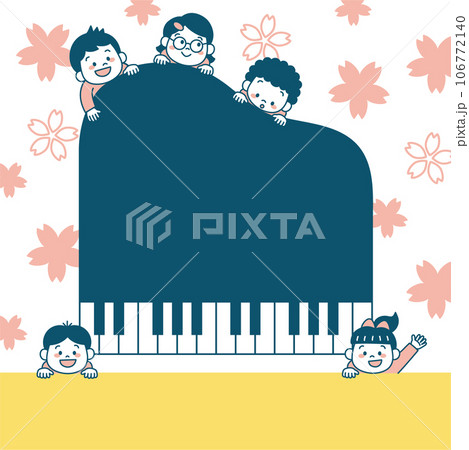 ピアノ 教室 子ども イラスト バナー 背景 正方形 春 ピアノ 教室 子ども イラスト バナー 背景 正方形 春 106772140