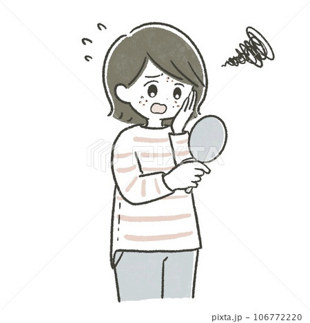 PMS,PMDDで肌荒れに悩む女性 PMS,PMDDで肌荒れに悩む女性 106772220