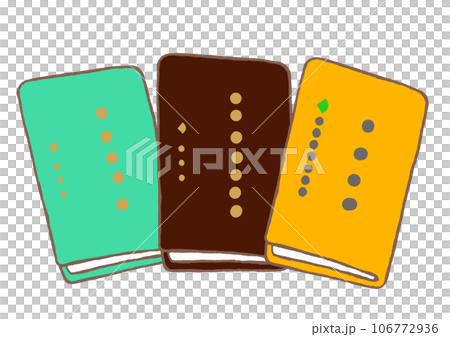 茶色・緑色・黄色　障害者手帳の手描きイラスト 106772936