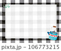イラスト素材:ギンガムチェック・ティーポット・急須・ケトル・水彩フレームデザイン 106773215