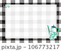 イラスト素材:ギンガムチェック・ティーポット・急須・ケトル・水彩フレームデザイン 106773217