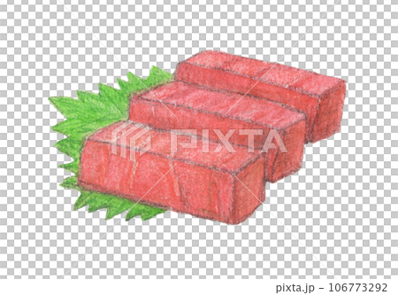 Tuna sashimi watercolor pencil illustration 106773292