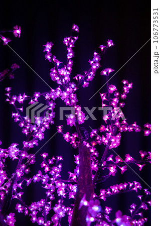 Tree branches iluminated by Christmas lights 106773531