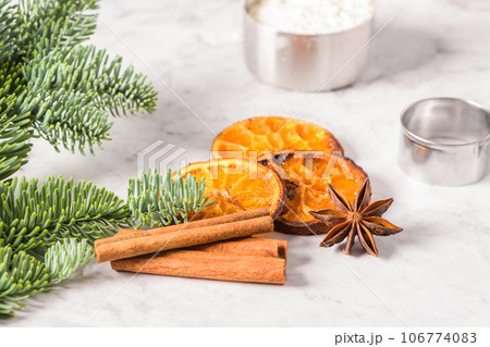 Slices of dried orange Slices of dried orange 106774083