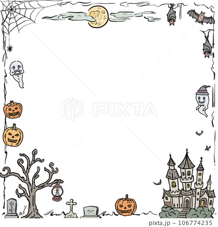 ハロウィンのイラストフレーム カラー ハロウィンのイラストフレーム カラー 106774235
