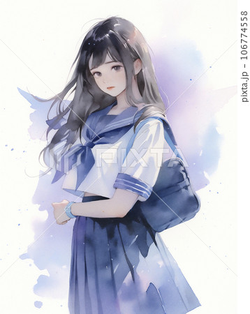 セーラー服の女子高生のイラスト（AI生成画像） 106774558