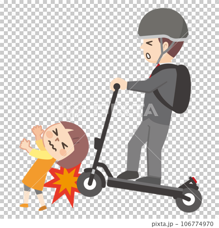 電動キックボードによる交通事故のイラスト 106774970