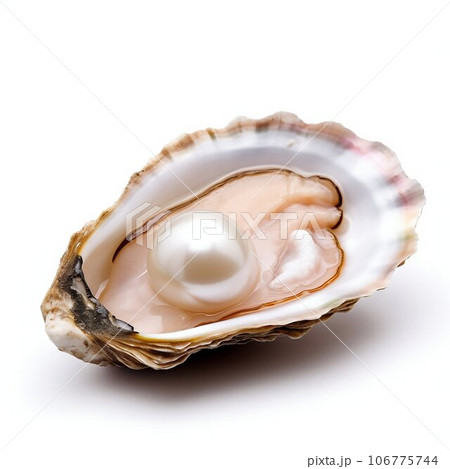 Bright Pearl Oyster Isolated on White Background. Generative ai 106775744