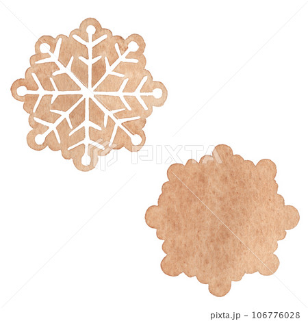 【水彩】雪の結晶のジンジャークッキー 106776028