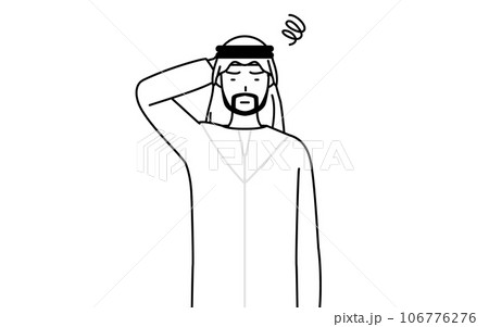 困って頭をかくイスラムの男性 困って頭をかくイスラムの男性 106776276