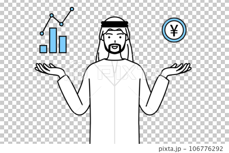DXのイメージ、業績と売上の向上を案内するイスラムの男性 106776292