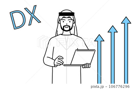DXのイメージ、業務改善に成功したイスラムの男性 106776296