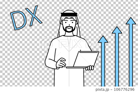 DXのイメージ、業務改善に成功したイスラムの男性 106776296