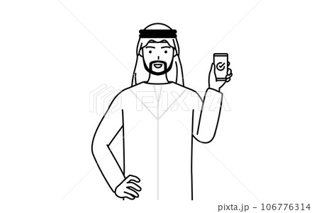 仕事でスマホを使うイスラムの男性 仕事でスマホを使うイスラムの男性 106776314