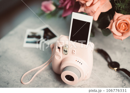 pink instant camera pink instant camera 106776331