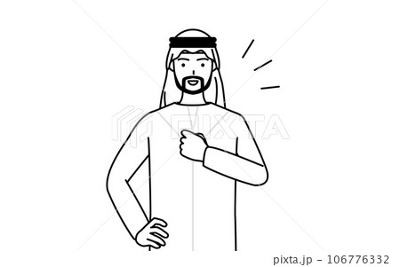 胸を叩くイスラムの男性 106776332