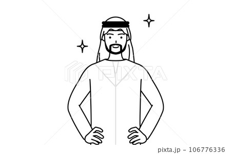 両手を腰に当てたイスラムの男性 106776336